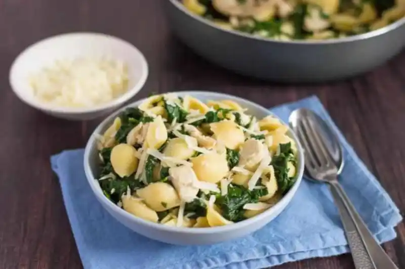 Chicken With Spinach and Pasta
