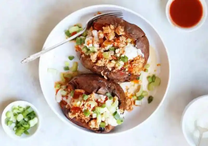 Stuffed Sweet Potatoes with Canned Chicken